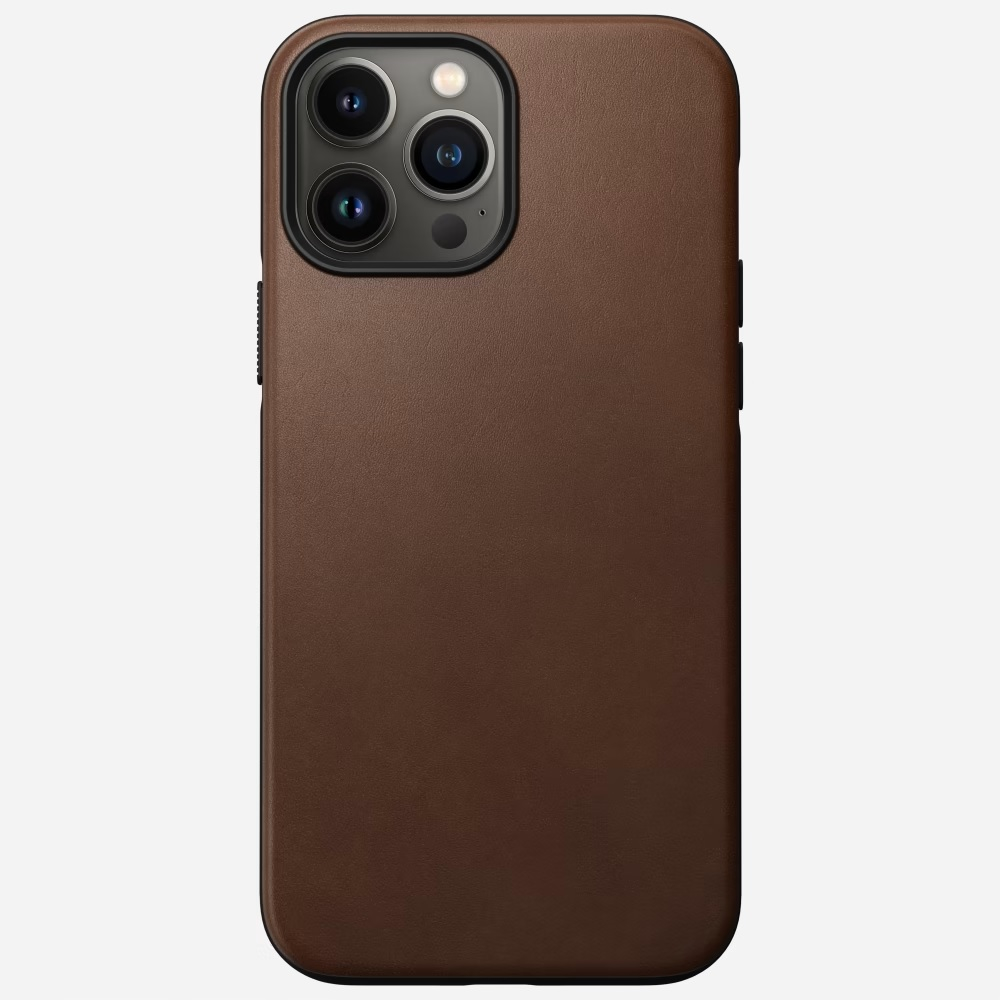 Чехол-накладка Nomad Modern Leather Case for iPhone 13 Pro Max MagSafe - Rustic Brown. Материал верх